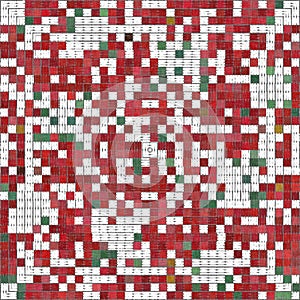 Seamless Christmas poinsettia cross stitch pattern. Decorative ornament in seasonal red for embroidered December holiday