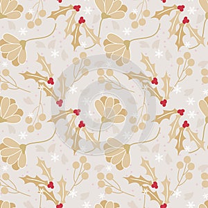 Seamless Christmas poinsettia floral pattern