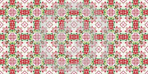 Seamless Christmas poinsettia retro border. Decorative ornament in seasonal red for December holiday washi tape. Winter