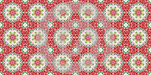 Seamless Christmas poinsettia retro border. Decorative ornament in seasonal red for December holiday washi tape. Winter