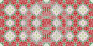 Seamless Christmas poinsettia retro border. Decorative ornament in seasonal red for December holiday washi tape. Winter