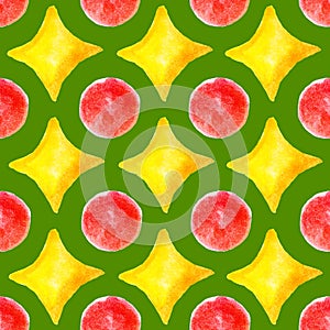 Seamless Christmas Wrapping Paper pattern on green background