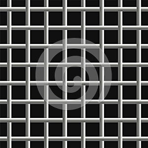 Seamless Chrome Steel Grild Pattern on Black Background. Vector