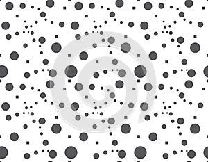 Seamless Circle Pattern. Vector Monochrome Dots Background. Abstract Grid Ornament. Pixel Graphic Design. Modern Textile