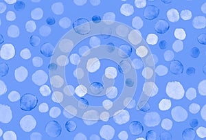 Seamless Circle Textile. Blue Geometric Spots.