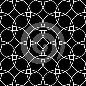 Seamless circles pattern. Black and white geometric texture and background.