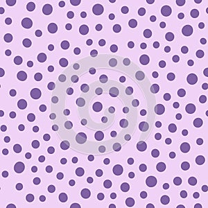 Seamless circles repeat vector pattern with abstract polka dots in violet monochrome color scheme. Perfect for fashion design,