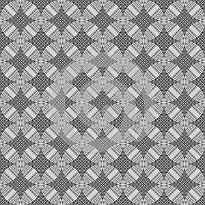 Seamless circles, rings black / white geometric pattern