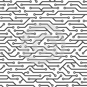 Seamless circuit board pattern. Vector microchip background.