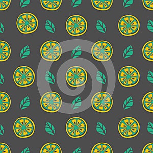 Seamless citrus pattern. Fruit Pattern Hand Draw.