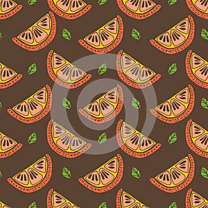 Seamless citrus pattern. Fruit Pattern Hand Draw.