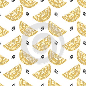 Seamless citrus pattern. Fruit Pattern Hand Draw.
