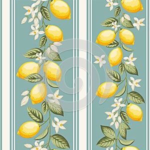 Seamless citrus pattern with lemons. Vector illustration.