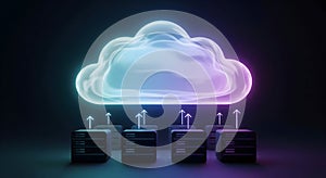 Seamless Cloud Computing Connection: 3D Visualization of Secure Data Upload for Tech Professionals