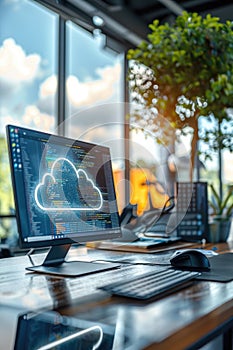 Seamless cloud integration: connecting computer to server for online storage, utilizing cloud technology for computing