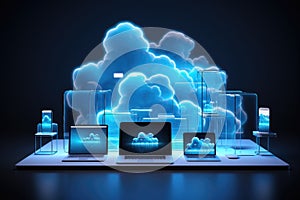 Seamless cloud integration: connecting computer to server for online storage, utilizing cloud technology for computing