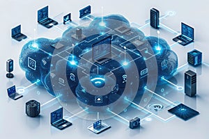 Seamless cloud integration: connecting computer to server for online storage, utilizing cloud technology for computing