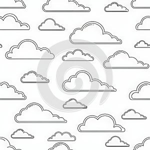 Seamless Cloud Pattern - Black and White