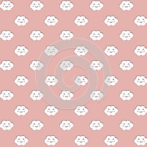 Seamless Cloud Pattern With Pink Background photo