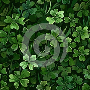 Seamless Clover and Grass Patch Pattern Ã¢â¬' Lush Green Lucky Field