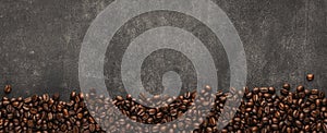 Seamless coffee beans frame on grey stone background