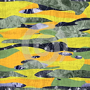 Seamless collage in camo shapes vivid montage