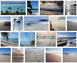 Seamless Collage of sunny tropical beach vacation travel photos High Res Large file