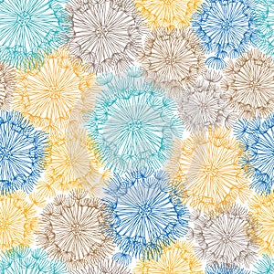 Seamless background vector pattern textile dandelion. Texture fabric abstract flower illustration. Floral decoration