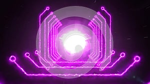 Seamless color changing abstract animation of zooming digital light path tunnel. With light sci-fi and futuristic tunnel