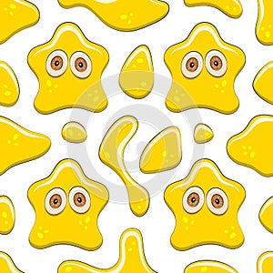 Seamless color pattern with yellow jelly character. Vector cartoon background.