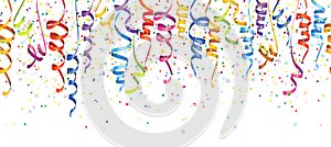 seamless colored confetti and streamers