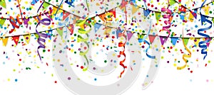 seamless colored confetti, streamers and garlands background