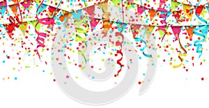 seamless colored confetti, streamers and garlands background