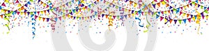 seamless colored garlands, confetti and streamers background