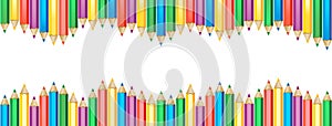 Seamless colored pencils wave row banner. Crayons