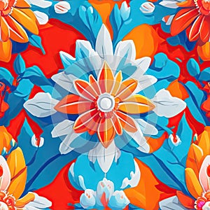 seamless colorfu lflowers pattern, repeating pattern, generative by ai
