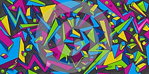 Seamless Colorful Abstract Graffiti Style Geometric Pattern Vector Illustration Background Art
