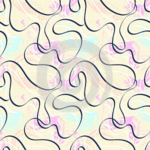 Seamless colorful abstract pattern with lines and grunge spots