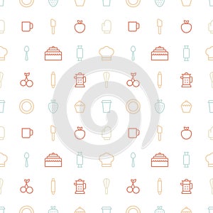 Seamless colorful bakery pattern. Kitchen tools background