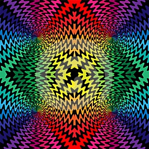 Seamless Colorful and Black Wavy Lines Intersect in the Center.