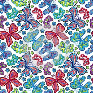Seamless colorful butterfly pattern. Vector illustration