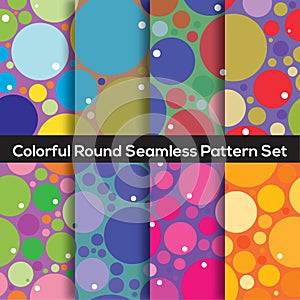 Seamless Colorful Circles Pattern Set Of 8.