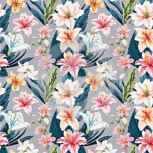 Seamless colorful floral background pattern. Decorative backdrop for fabric, textile, wrapping paper, card, invitation, wallpaper