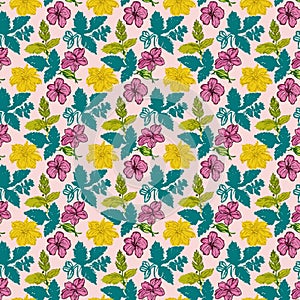 Seamless colorful floral background pattern. Decorative backdrop for fabric, textile, wrapping paper, card, invitation, wallpaper.