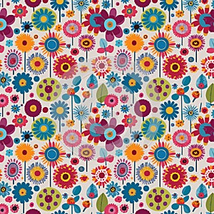 Seamless colorful floral background pattern. Decorative backdrop for fabric, textile, wrapping paper, card, invitation, wallpaper.