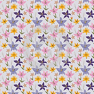 Seamless colorful floral background pattern. Decorative backdrop for fabric, textile, wrapping paper, card, invitation, wallpaper.