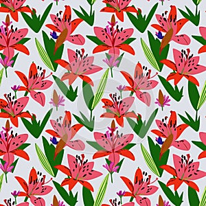 Seamless colorful floral background pattern. Decorative backdrop for fabric, textile, wrapping paper, card, invitation, wallpaper.