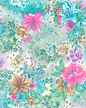 Seamless colorful floral flower pattern