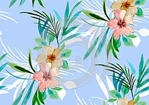 Seamless Colorful Floral Pattern, Hand Drawn Flowers Design Ready for Textile Prints.