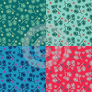 Seamless colorful floral pattern vector. Set of colorful variations.